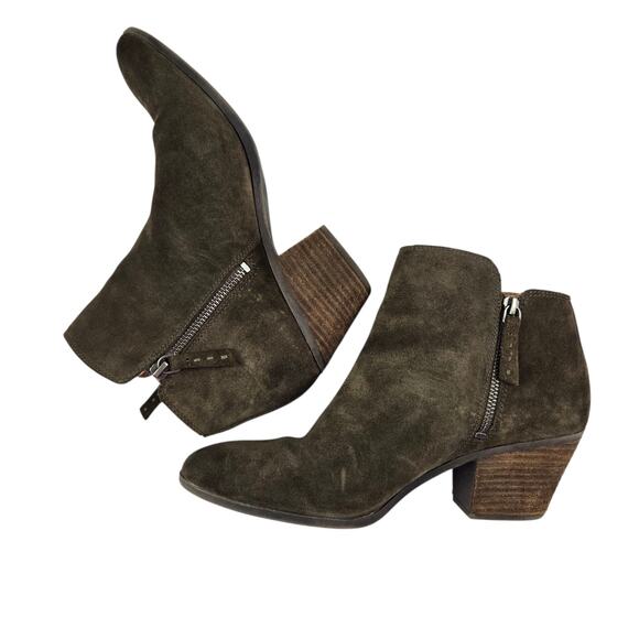 Frye Double Zip Bootie Size 10 Suede Brown Double Zip Ankle Boot Holly Judith - Picture 1 of 9
